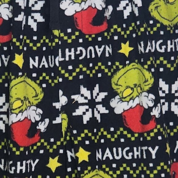 MJC Intl Dr. Seuss Black Green Red Grinch Naughty Poly Fleece Sleep Pants Size M - Picture 3 of 16